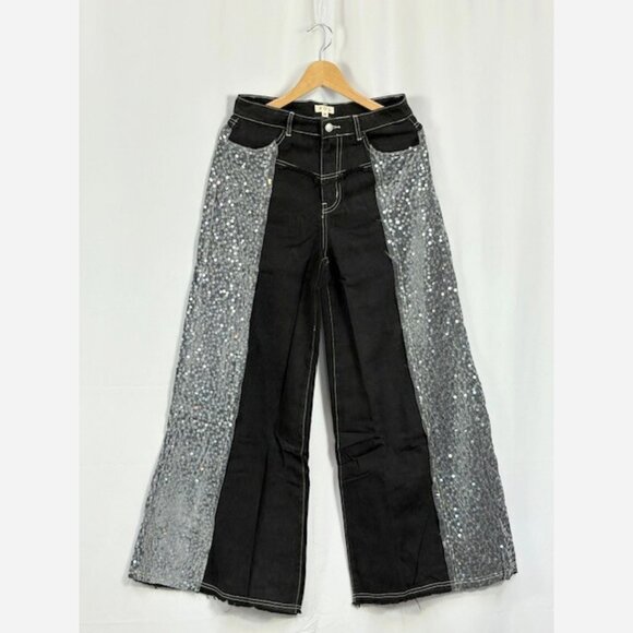 Sequin Wide-Leg Denim Pants – Perfect for any holiday party! - Picture 7 of 12